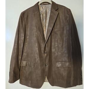 Bellissimo Men's Brown Sheen Blazer Size 46R Jaquard Lining 2 Button Dbl Vent